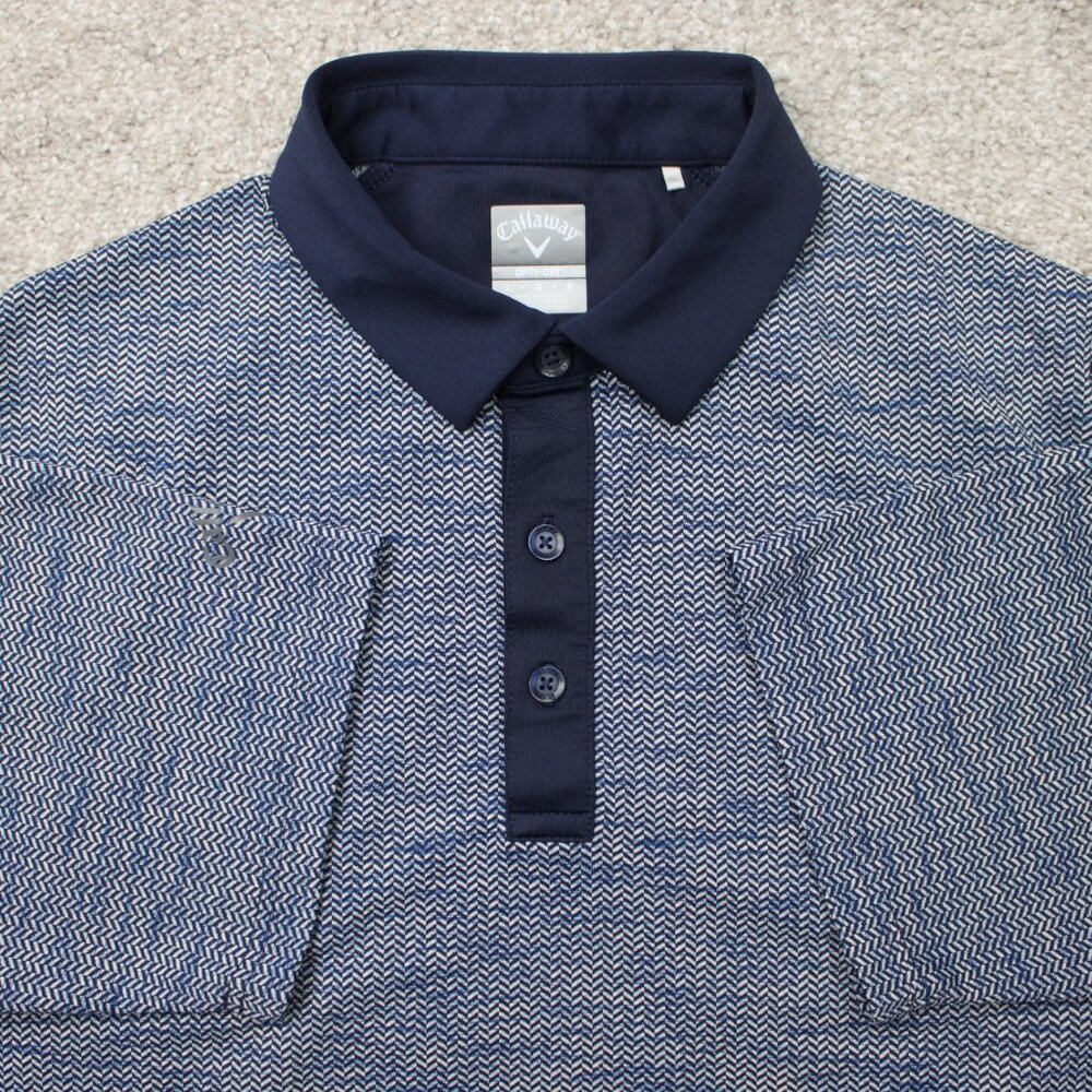 Callaway Polo Shirt Men Large Blue Opti-Dri Golf Polyester Short Sleeve Pullover